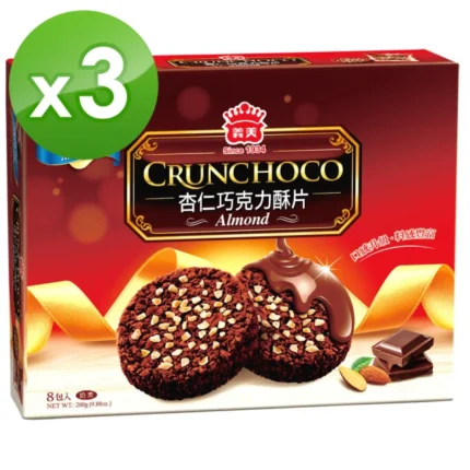 義美 義美杏仁巧克力酥片280g(黑可可3盒組)